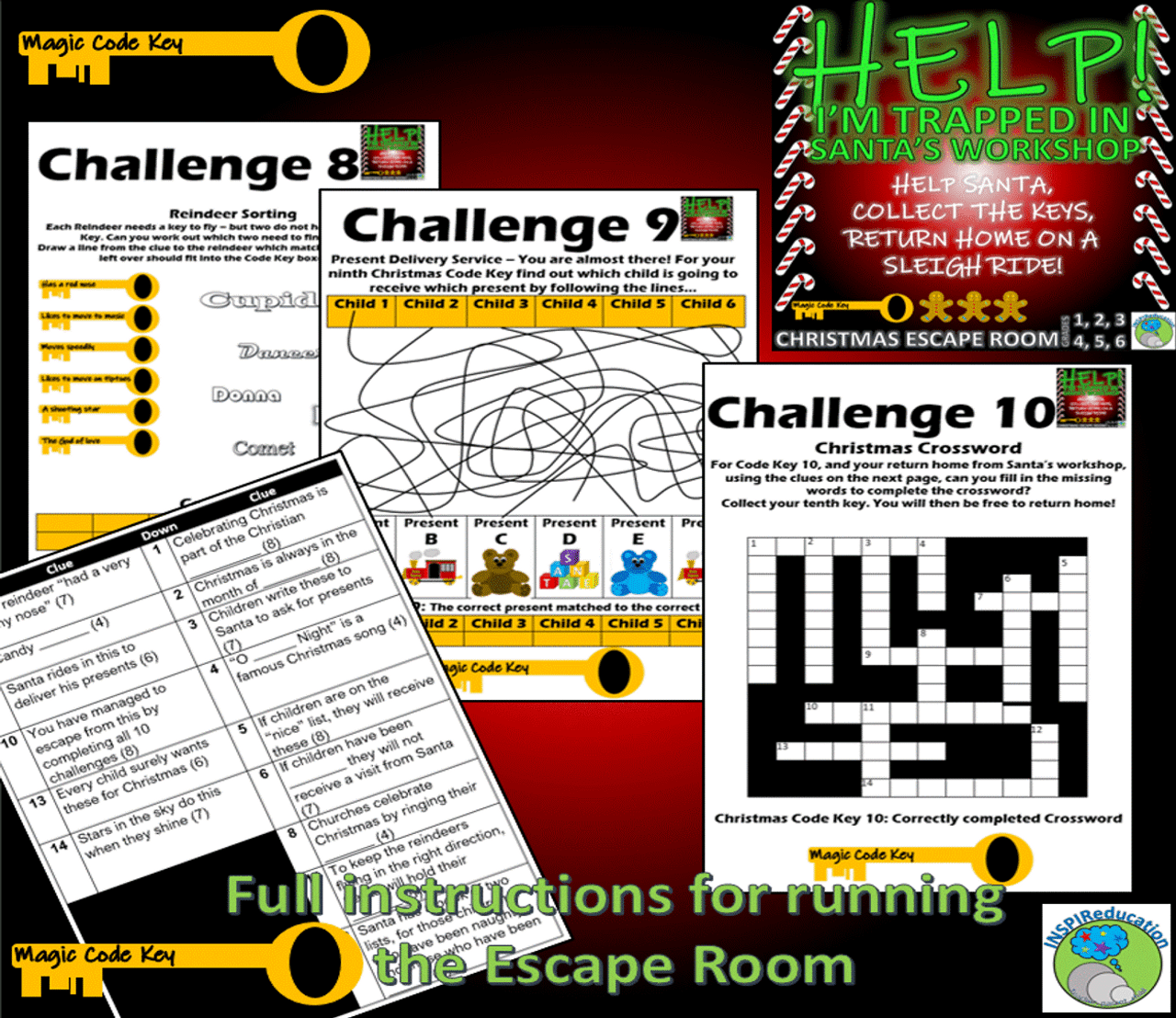 Christmas escape room challenges answer key student workbook