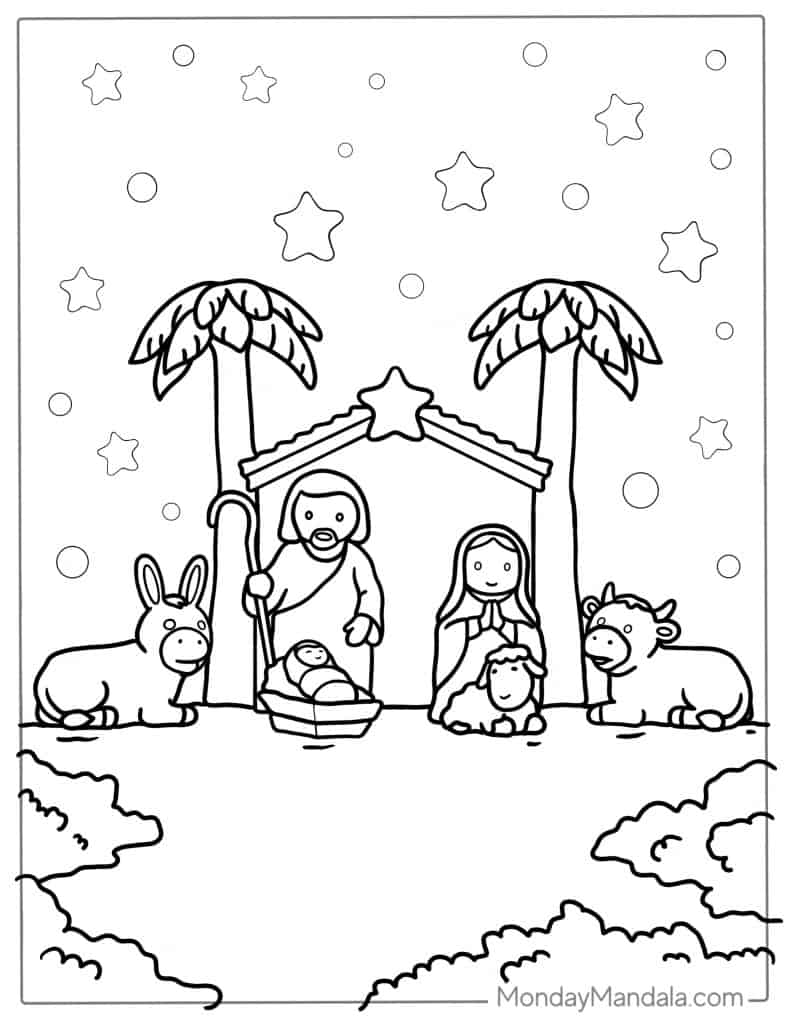 Nativity coloring pages free pdf printables