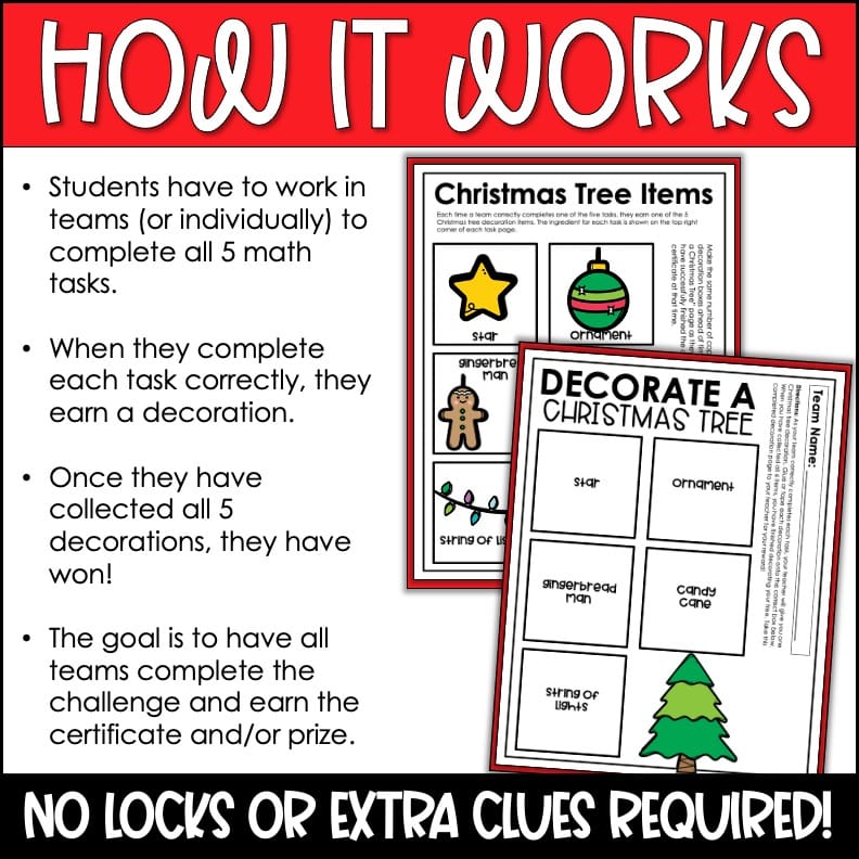 Christmas math escape room activity