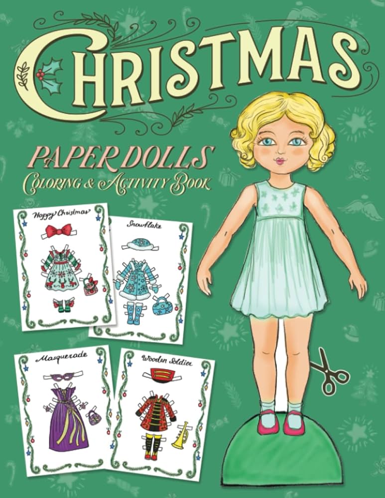 Christmas paper dolls loring and activity book features vintage