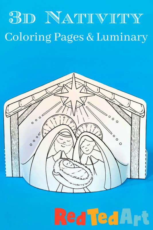 D nativity coloring page printable