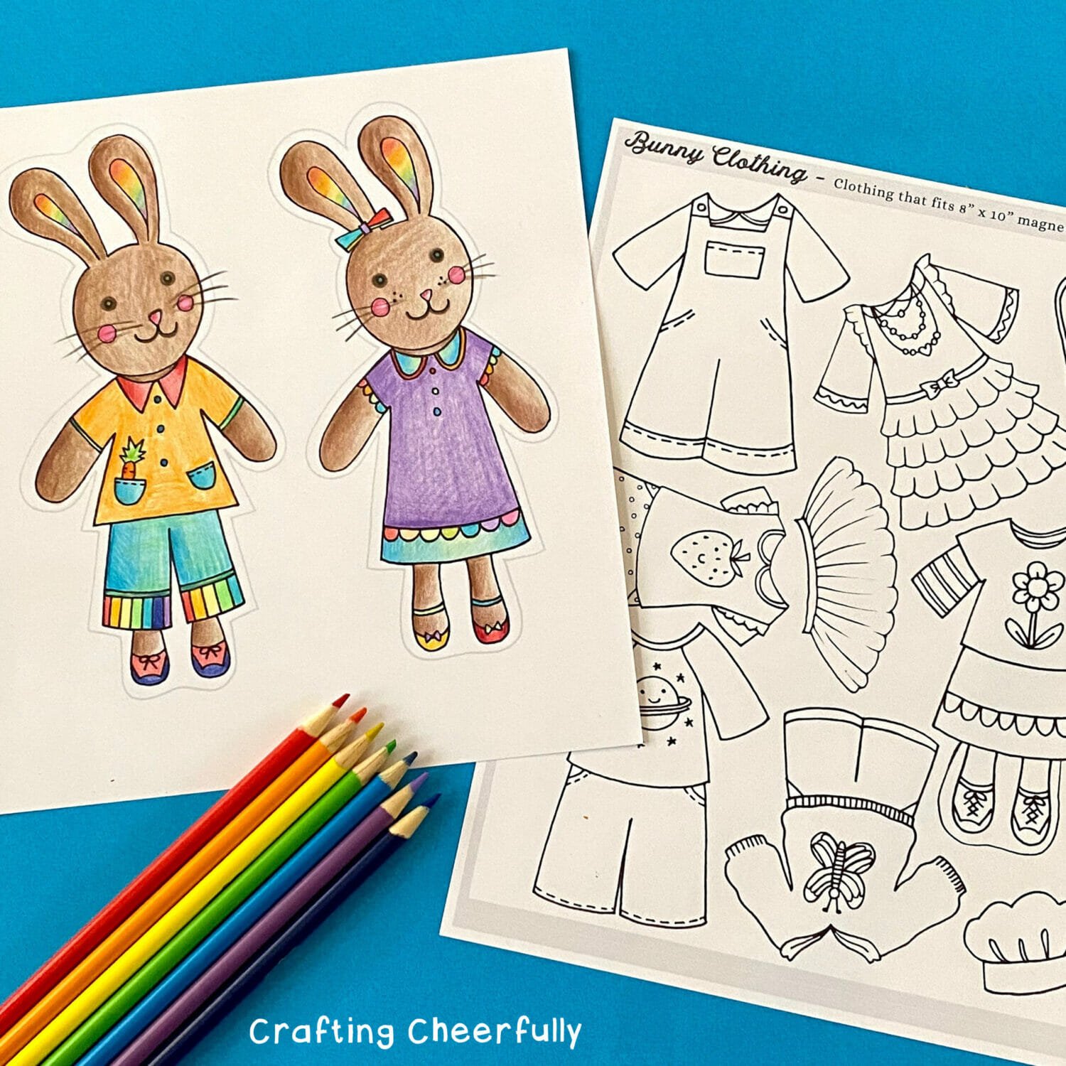Bunny paper doll coloring pages