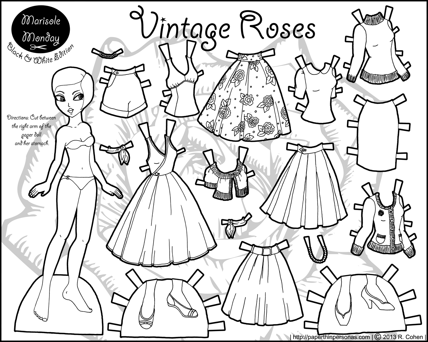 Free coloring pages paper doll patterns style â