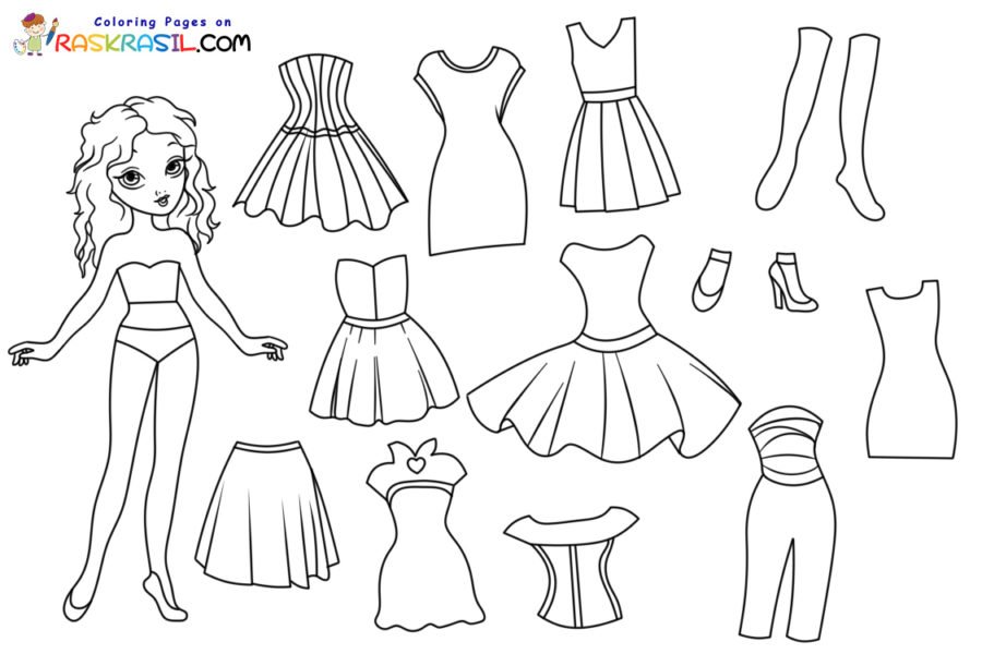 Paper doll coloring pages printable for free download