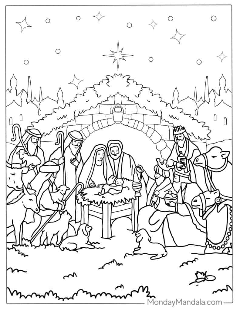 Nativity coloring pages free pdf printables