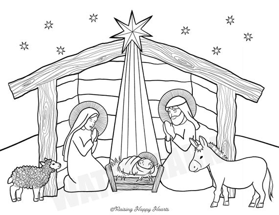 Nativity colouring page instant download christmas coloring page christian christian printable download now