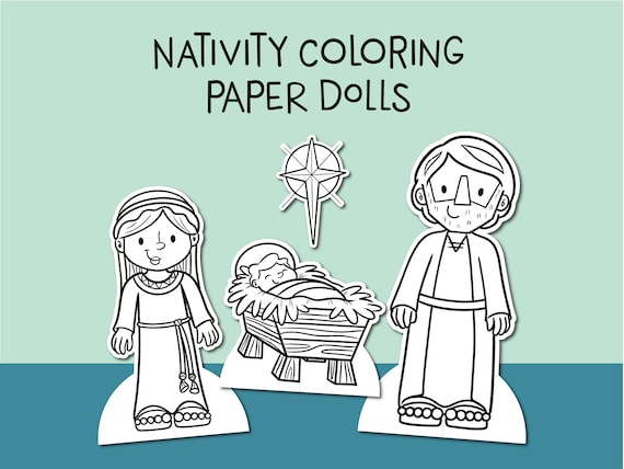 Christmas nativity paper dolls nativity printable coloring pages religious christmas activity christian christmas color digital download