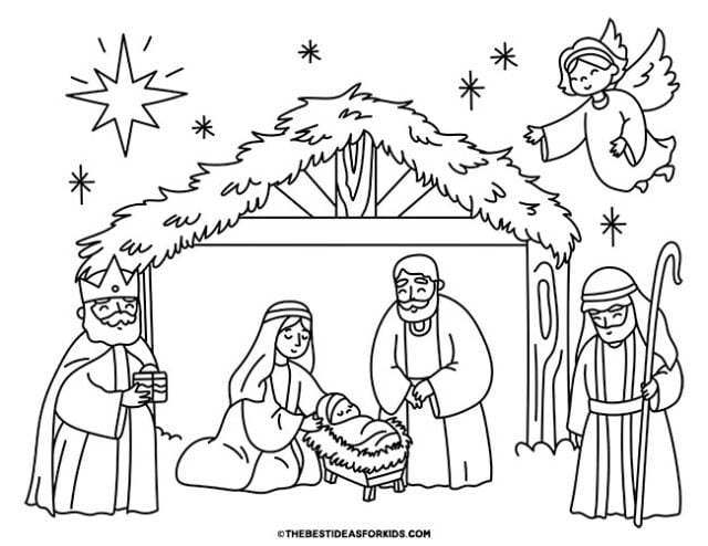 Nativity coloring pages free printables