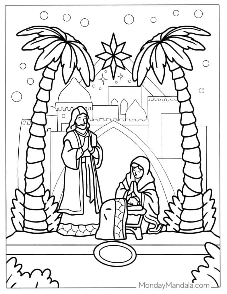 Nativity coloring pages free pdf printables