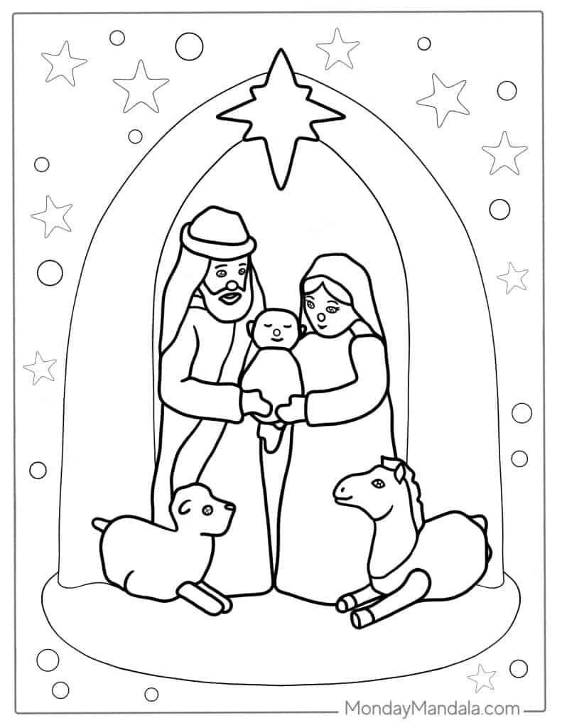 Nativity coloring pages free pdf printables