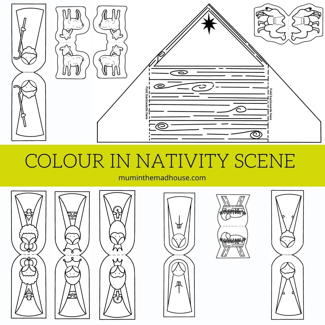 Colour in nativity scene free printable mum in the madhouse