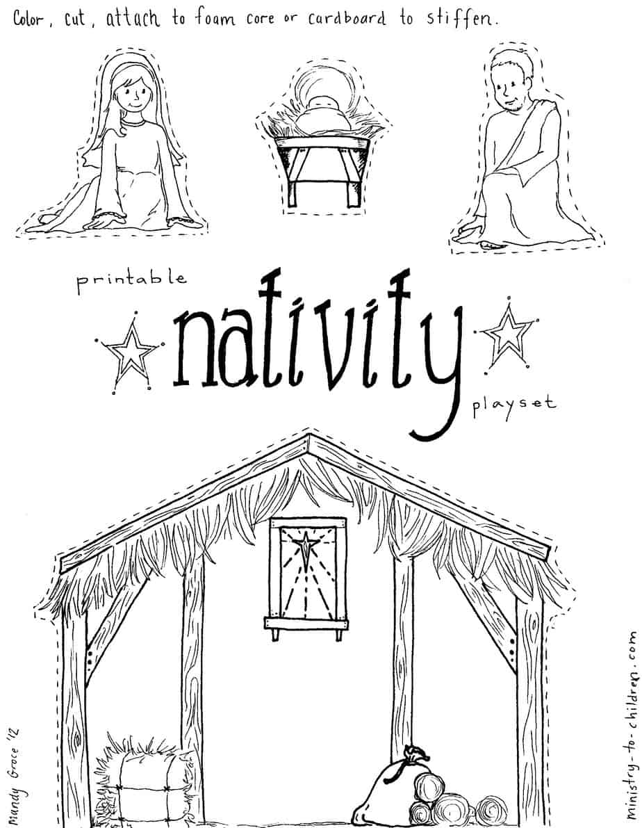 Jesus in the manger coloring pages