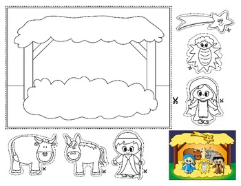 Nativity color and cut out page by energy and sciences tpt