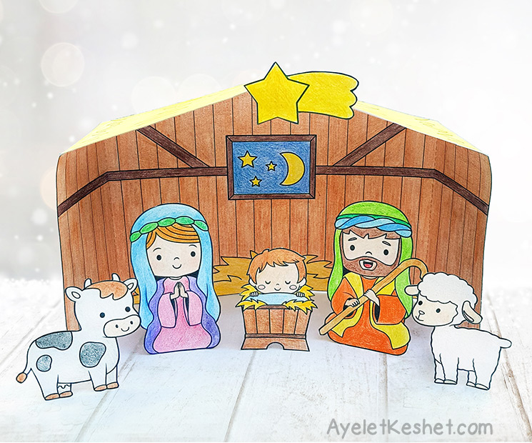 Printable nativity scene to color