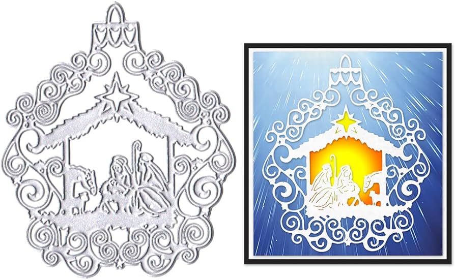 Estivaux christmas religion nativity frame die cuts for card making jesus prayer cutting dies holy family ornament dies stencils embossing template for scrapbooking diy cards album crafts supplies arts