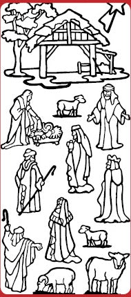 Bethlehem jesus nativity scene outline sticker dd â paper crafting with stamp on it