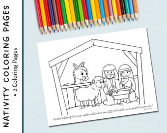 Nativity coloring pages nativity coloring sheet bible verse scripture kids christmas coloring instant download advent