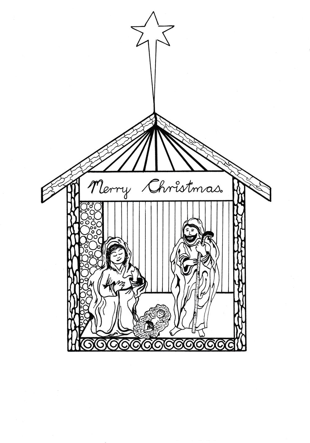 Free printable nativity scene coloring pages