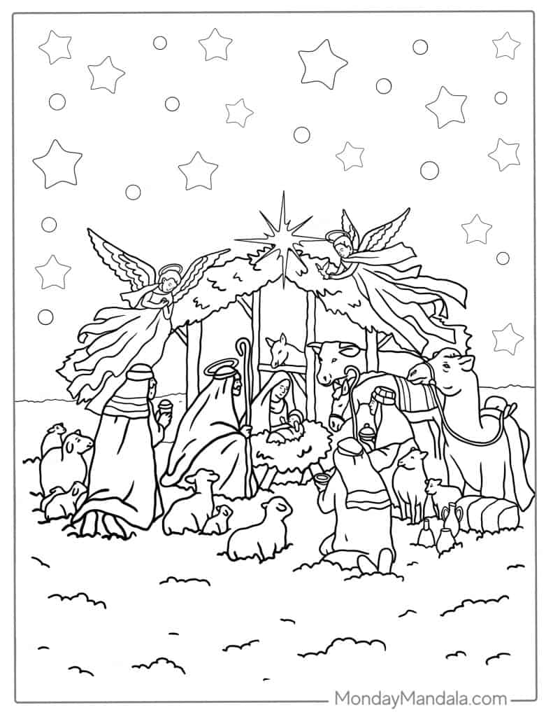 Nativity coloring pages free pdf printables