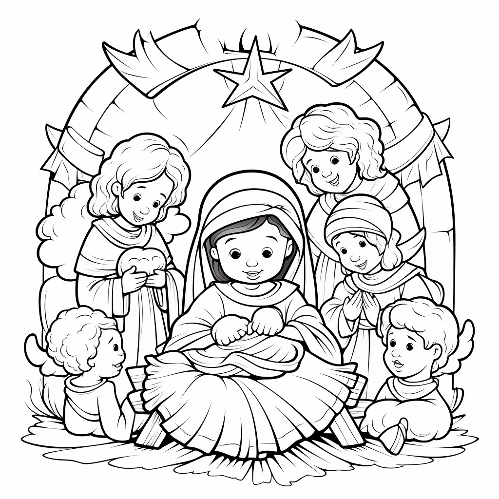 Nativity scene coloring pages