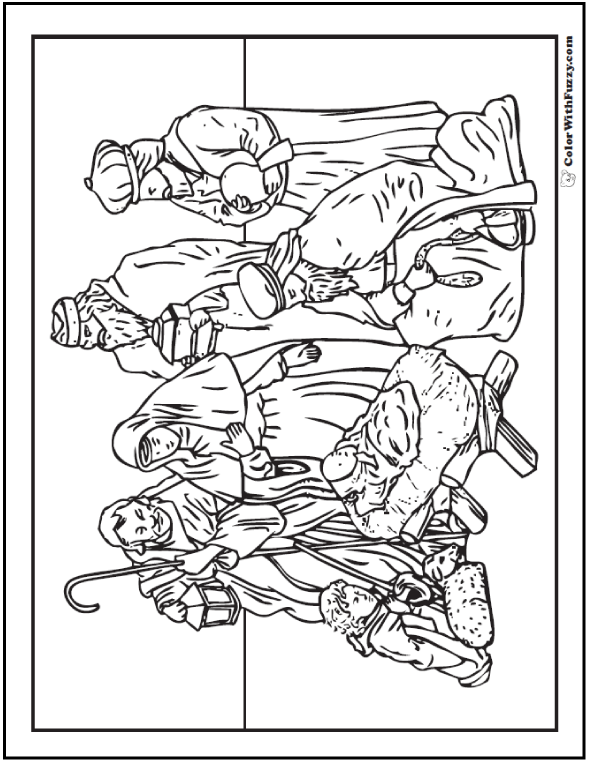 Nativity scene coloring page