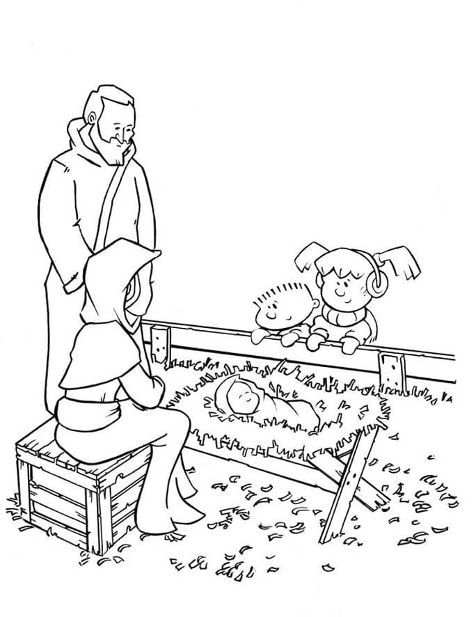 Nativity scene image coloring page