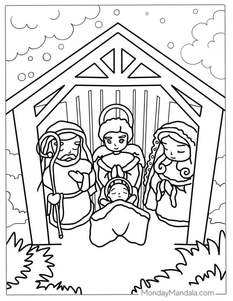 Nativity coloring pages free pdf printables