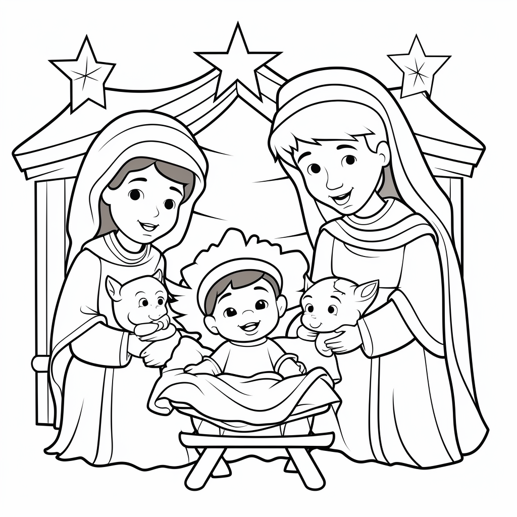 Nativity scene coloring pages