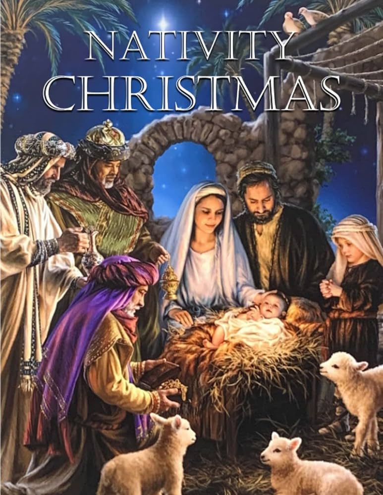 Nativity christmas nativity scenes for all ages high quality pages to color large x color with the name of god nativity christmas advent coloring book chini shafin and books