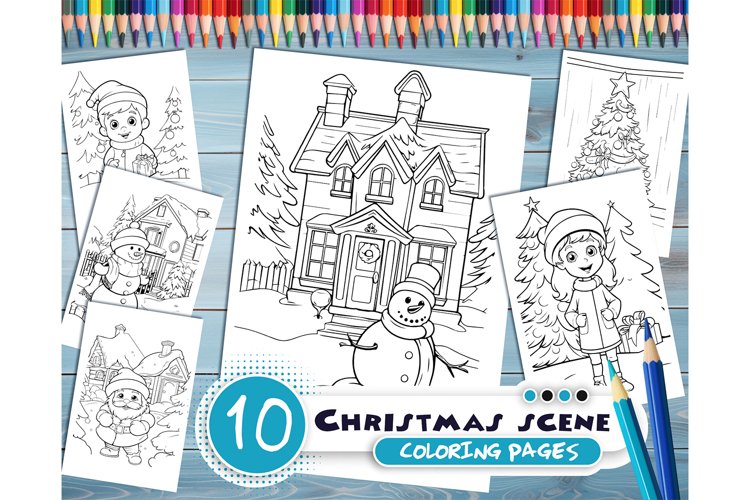 Christmas scenes pdf coloring book