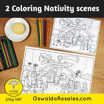 Nativity scene coloring pages by oswaldo rosales play lab tpt