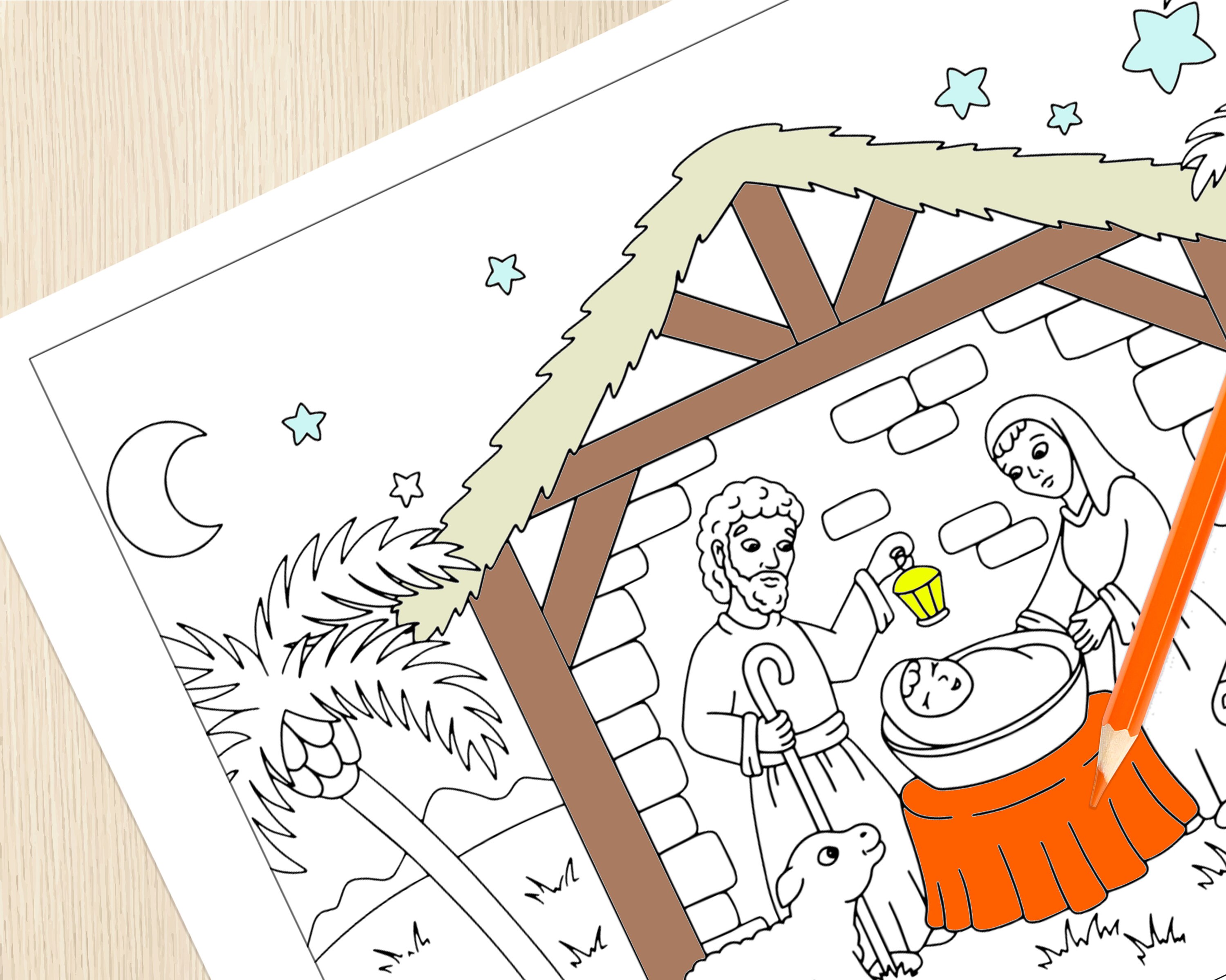 Nativity scene coloring pages holy family birth of jesus coloring christmas activity preschool kindergarten christmas busy book pages download now