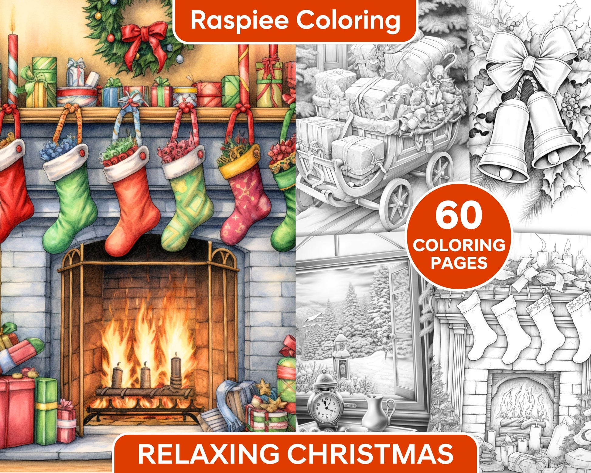 Relaxing christmas grayscale coloring pages for adults festive scenes â coloring