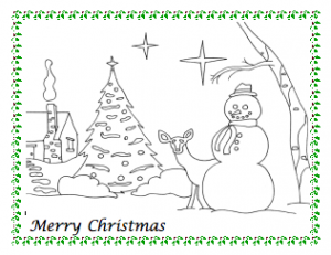 Snowman christmas coloring page