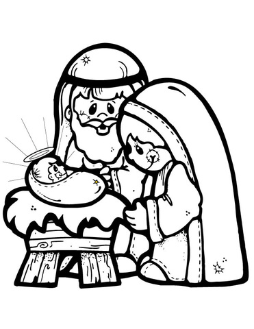 Nativity scene coloring page free printable coloring pages