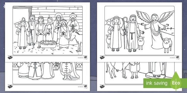 Nativity scene louring pages teacher made