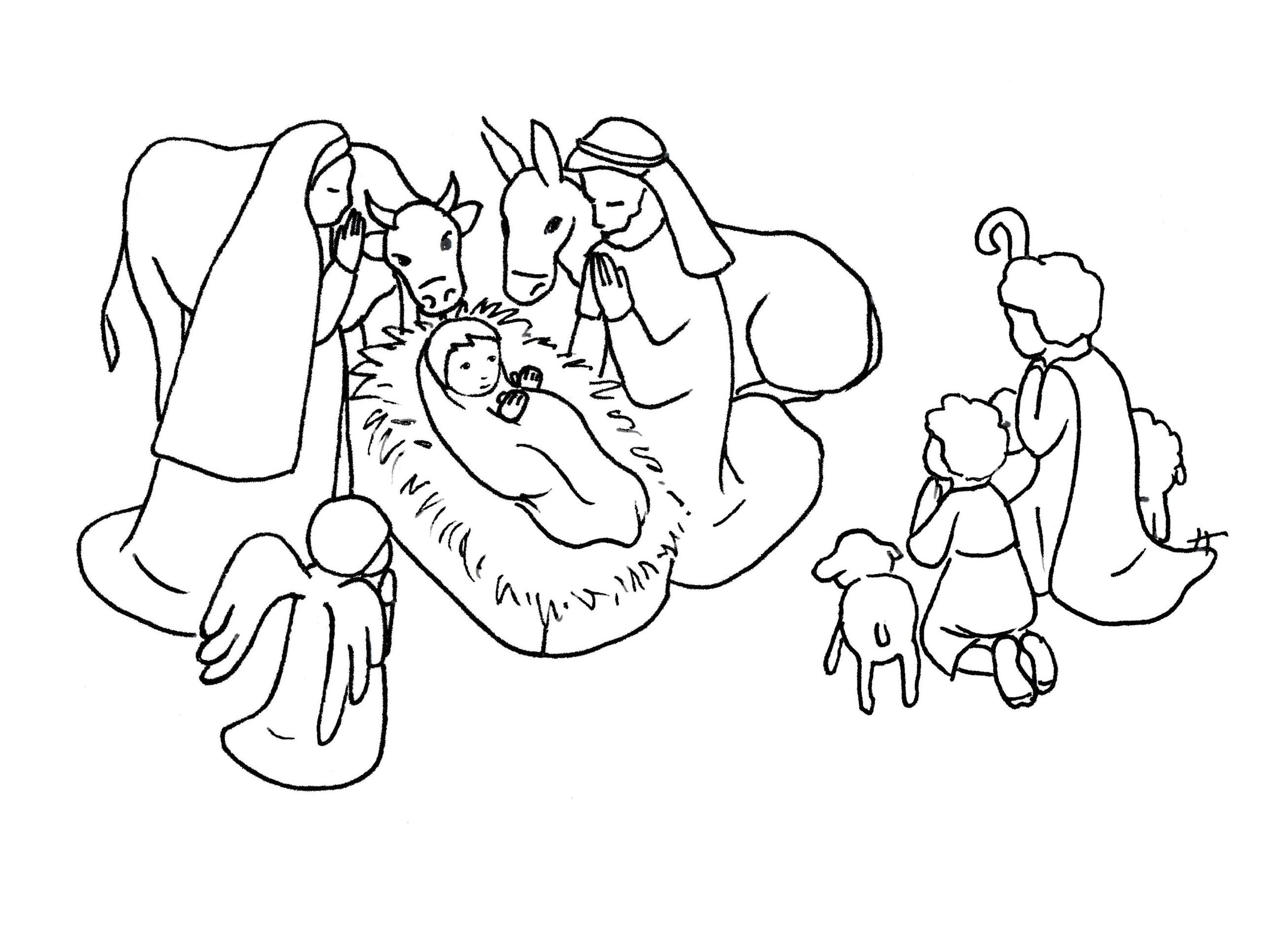 Christmas nativity scene coloring pages to download