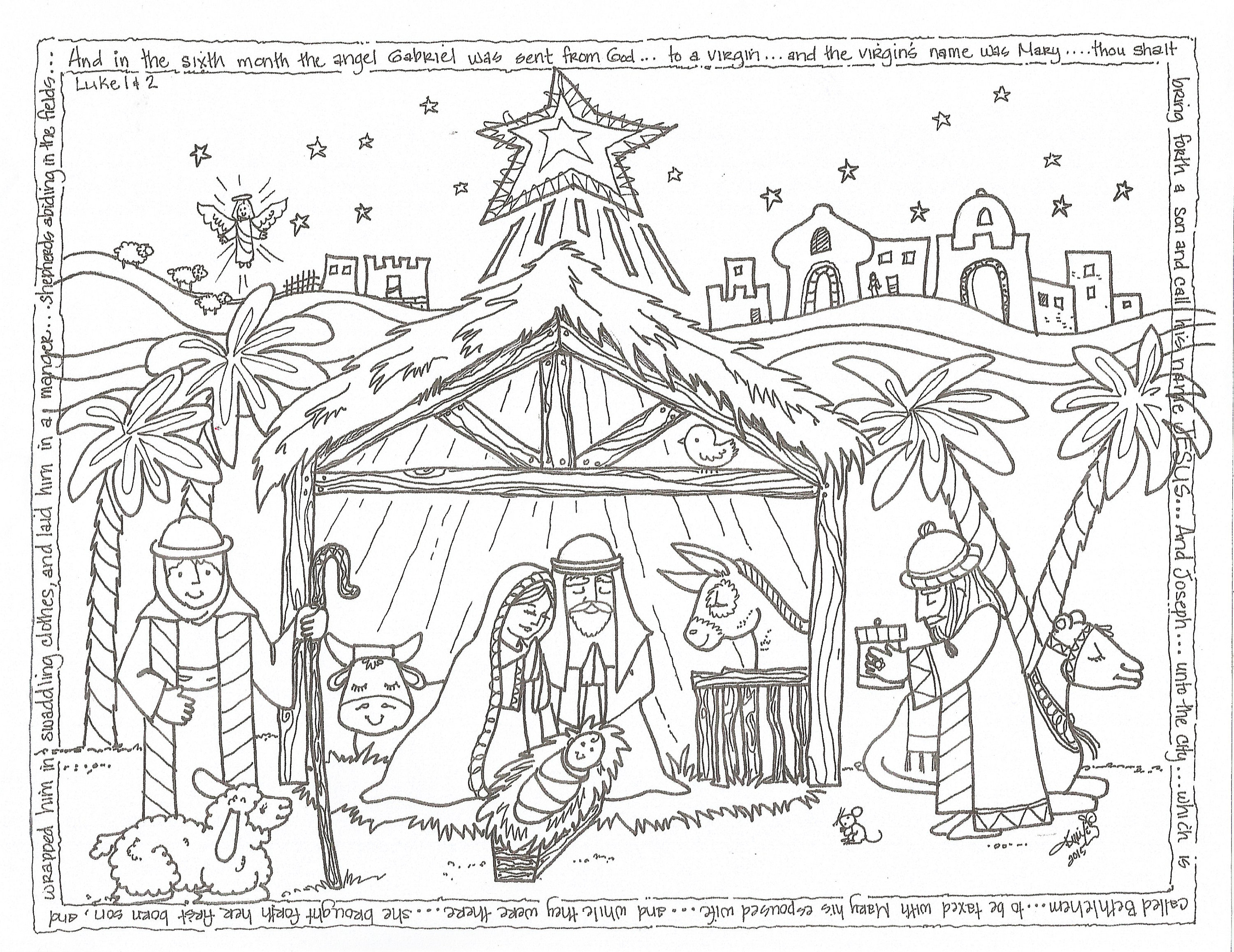 Nativity coloring page