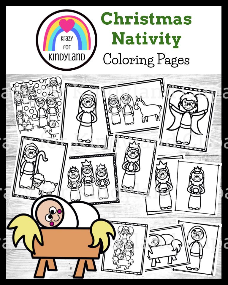 Christmas nativity coloring pages booklet jesus angel mary joseph kings