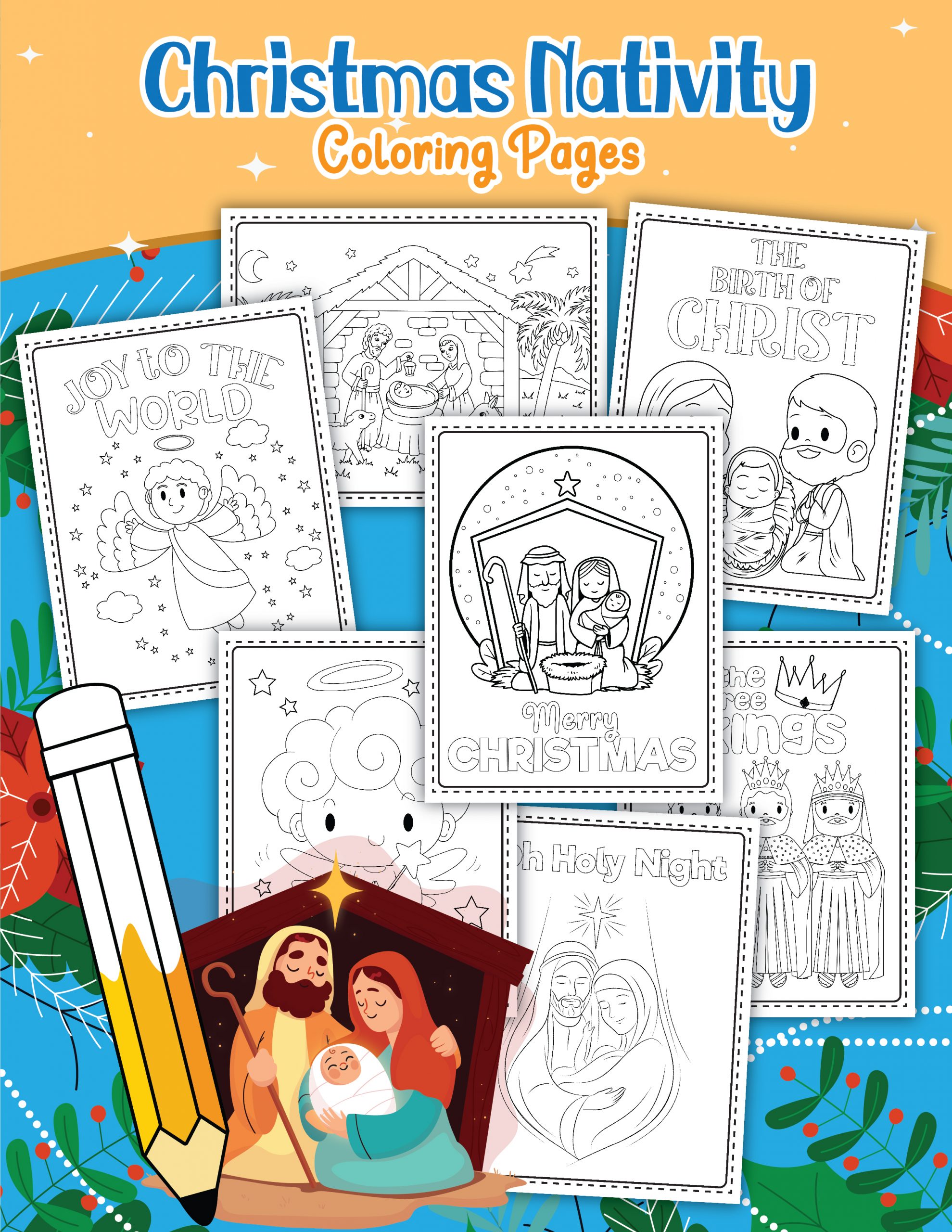 Printable christmas nativity coloring pages