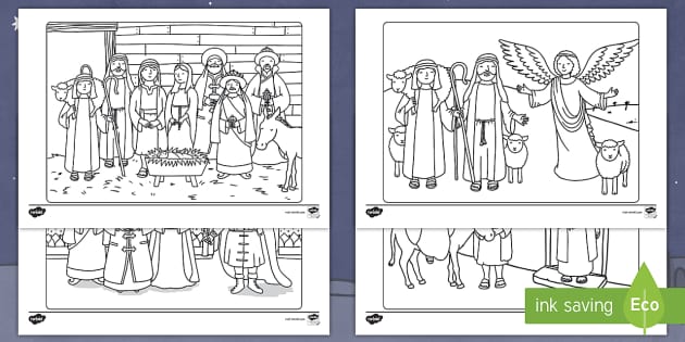 Nativity scene louring pages teacher made