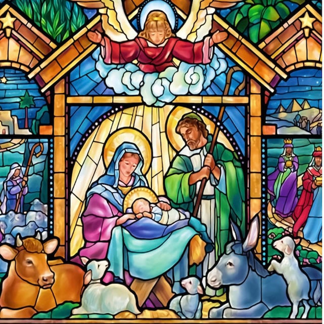 Nativity window cling christmas manger scene baby jesus styles stained glass color size repositionable vinyl