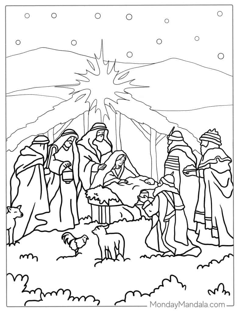 Nativity coloring pages free pdf printables