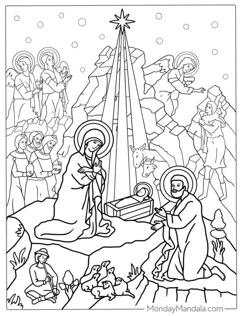 Nativity coloring pages free pdf printables