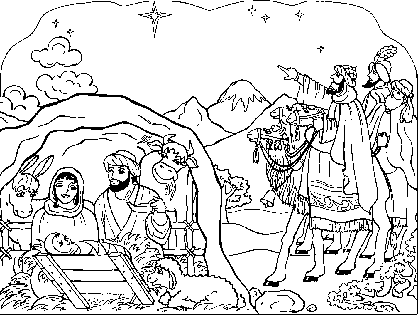 Free printable nativity coloring pages for kids