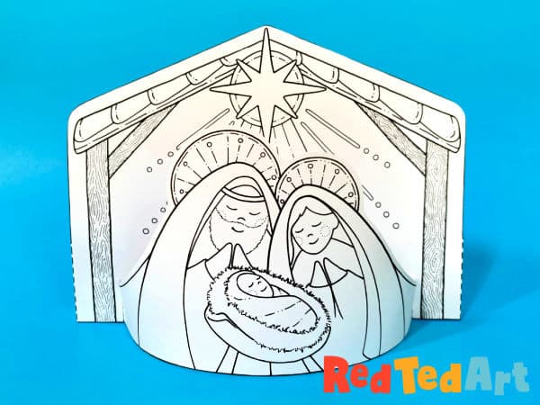 D nativity coloring page printable