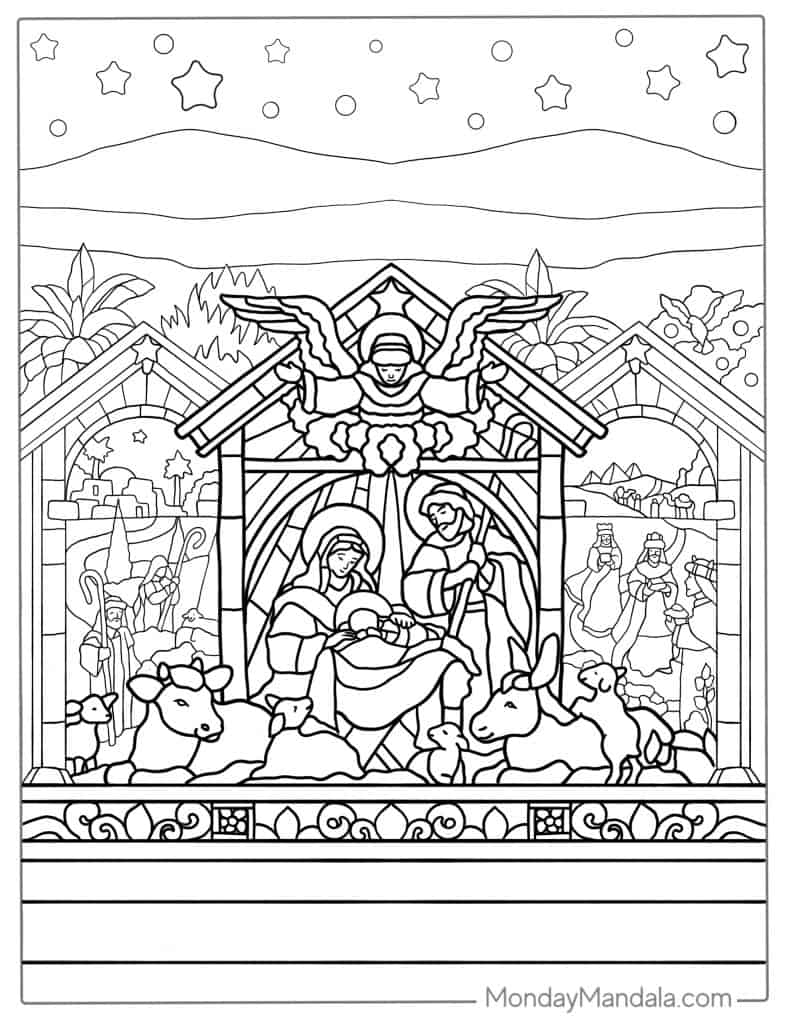 Nativity coloring pages free pdf printables