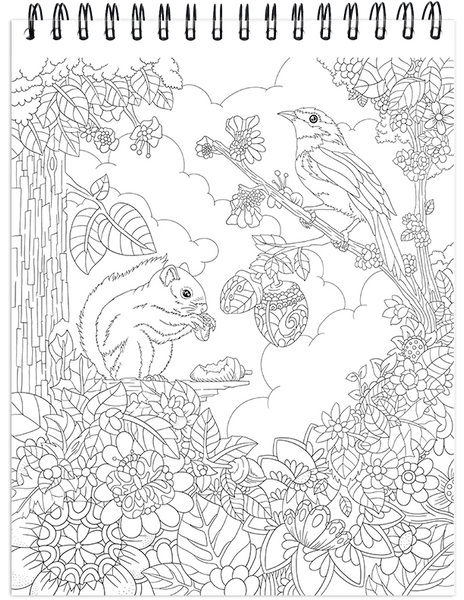 Nature coloring book for adults with hardback covers spiral binding â