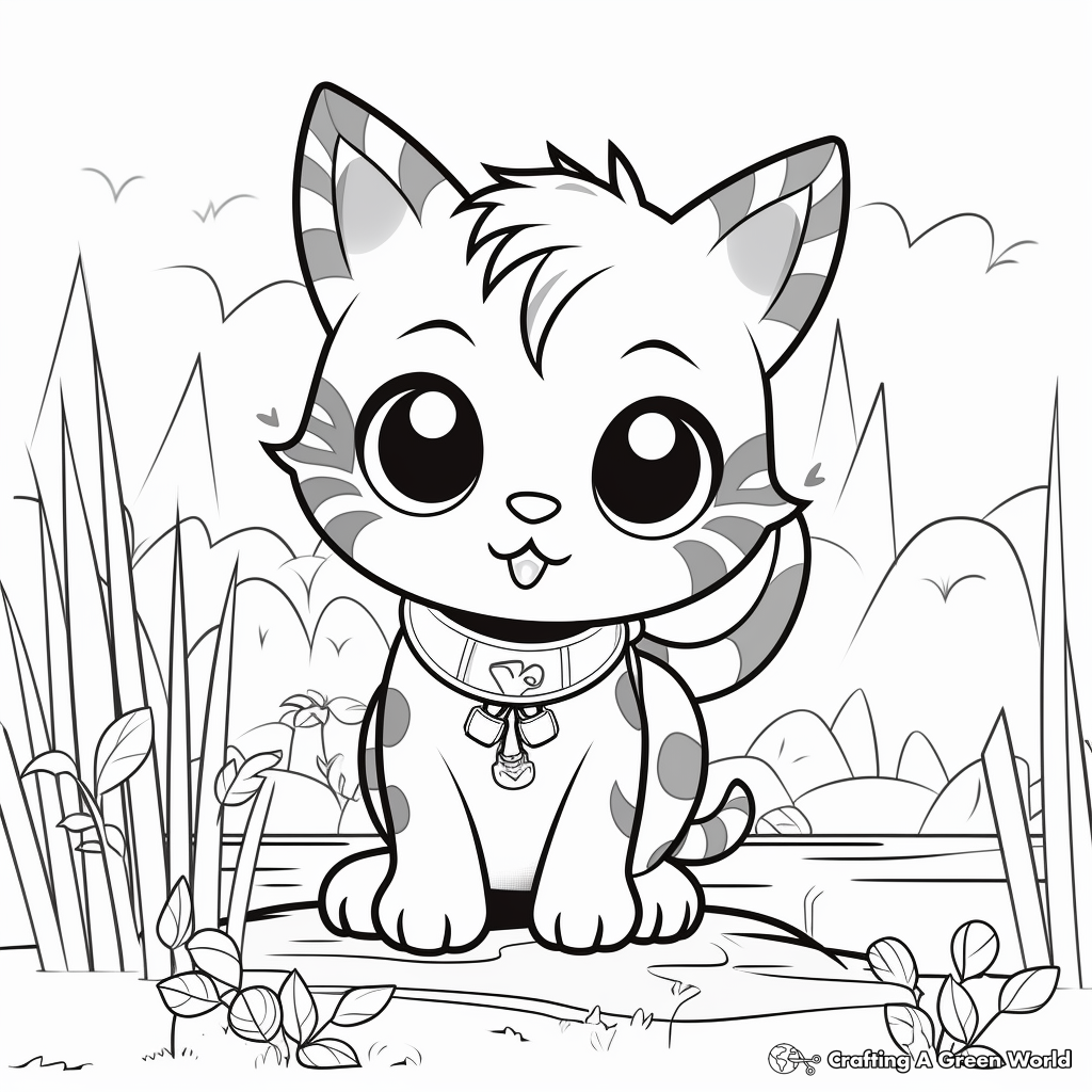 Chibi cat coloring pages