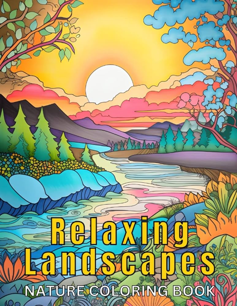 Relaxing landscapes nature coloring book amazing coloring pages for mindfulness stress relief and relaxation featuring beautiful sceneries forests beaches and many more to color and relax publishing priscilla reese